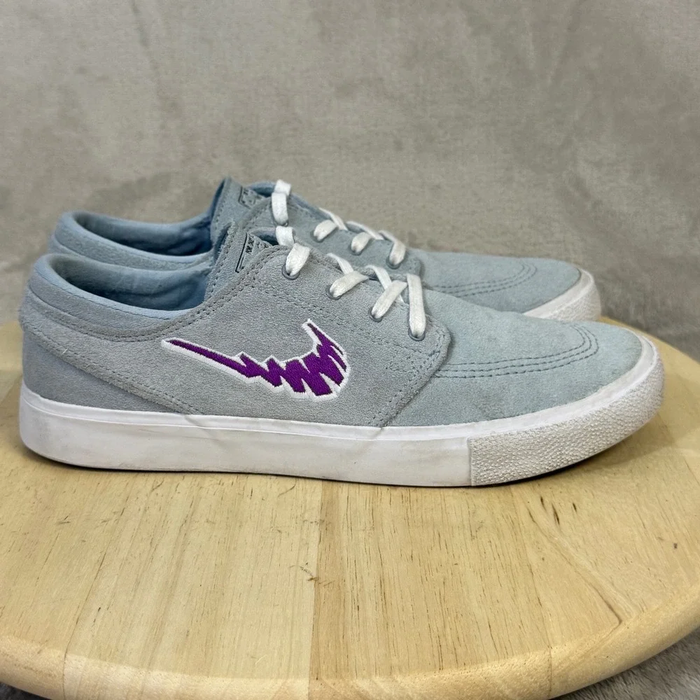 Nike SB Stefan Janoski Blue Suede Purple Swoosh Skate Shoes AQ7475-402 Mens 7